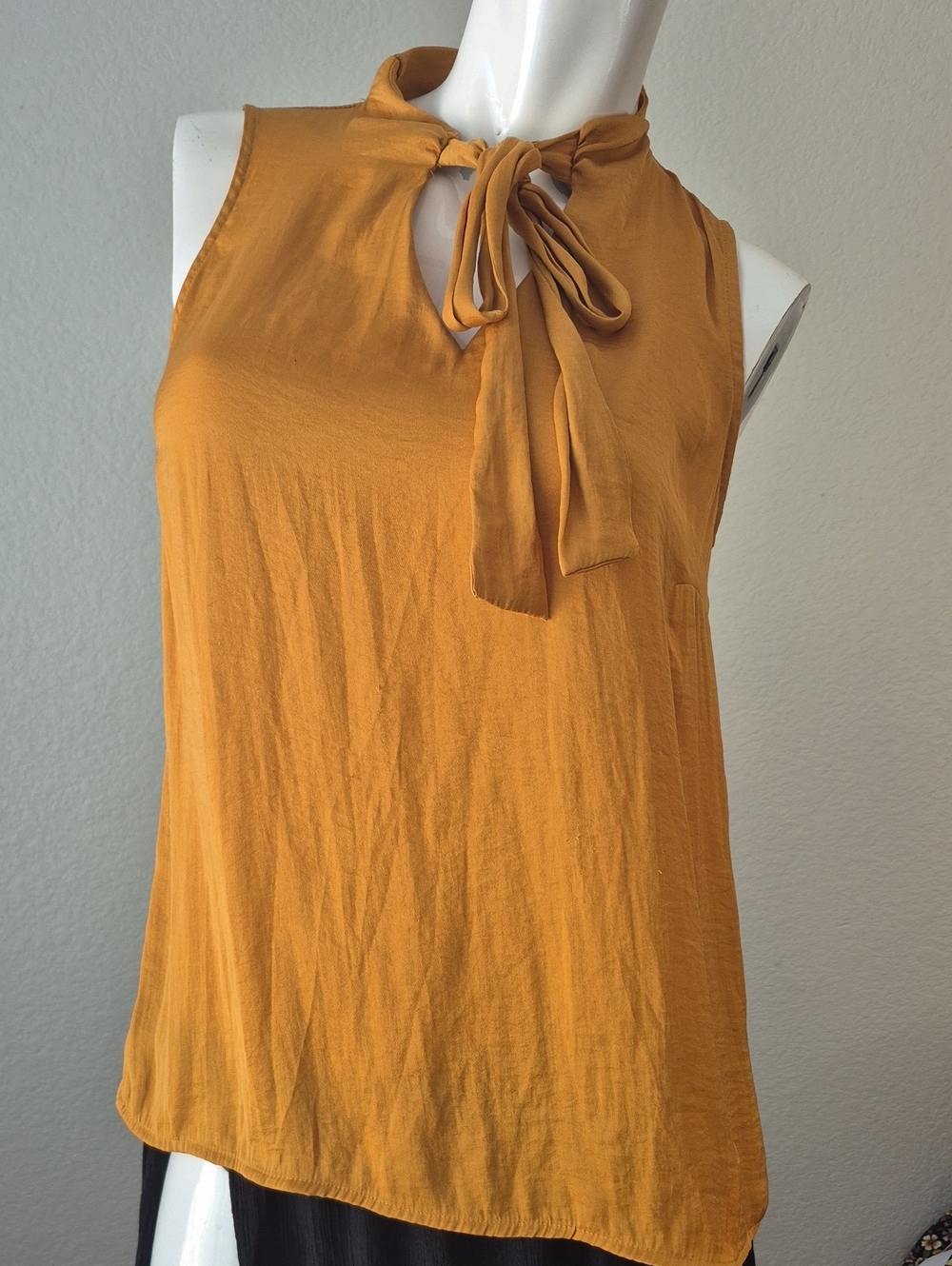 Madison Sleeveless Tie-Neck Camisole in Mustard Yellow